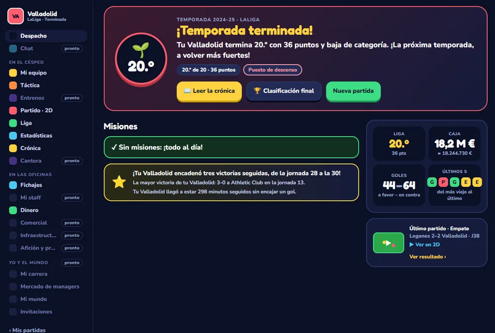 Pantalla del juego Utebo Manager Pro